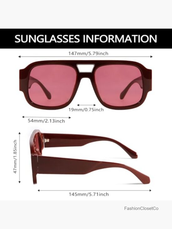 Retro Oversized Square Double Bridge Aviator Sunglasses UV400